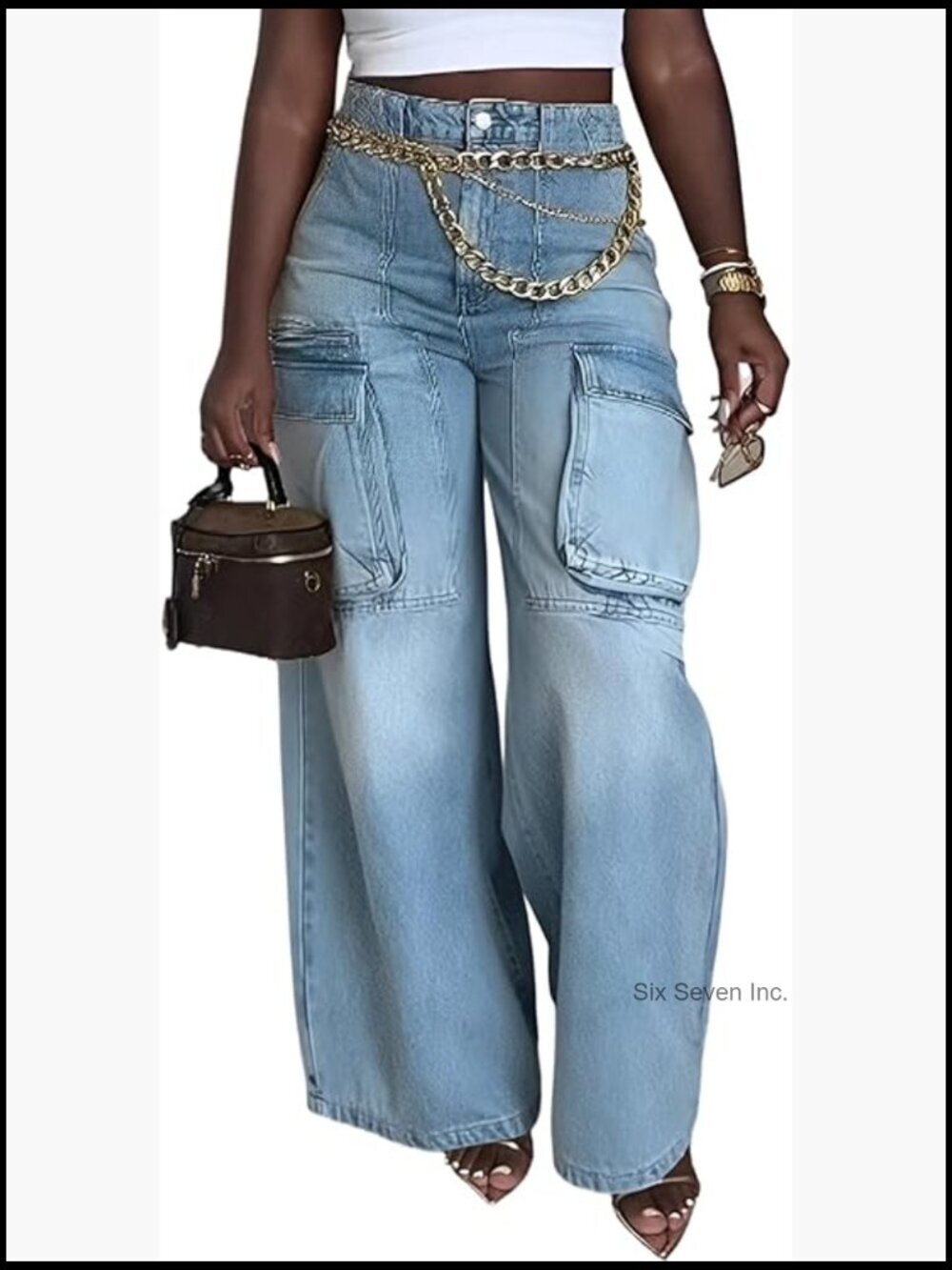 High Waist Wide Leg Jeans Women Y2k Baggy Denim Pants with Pockets